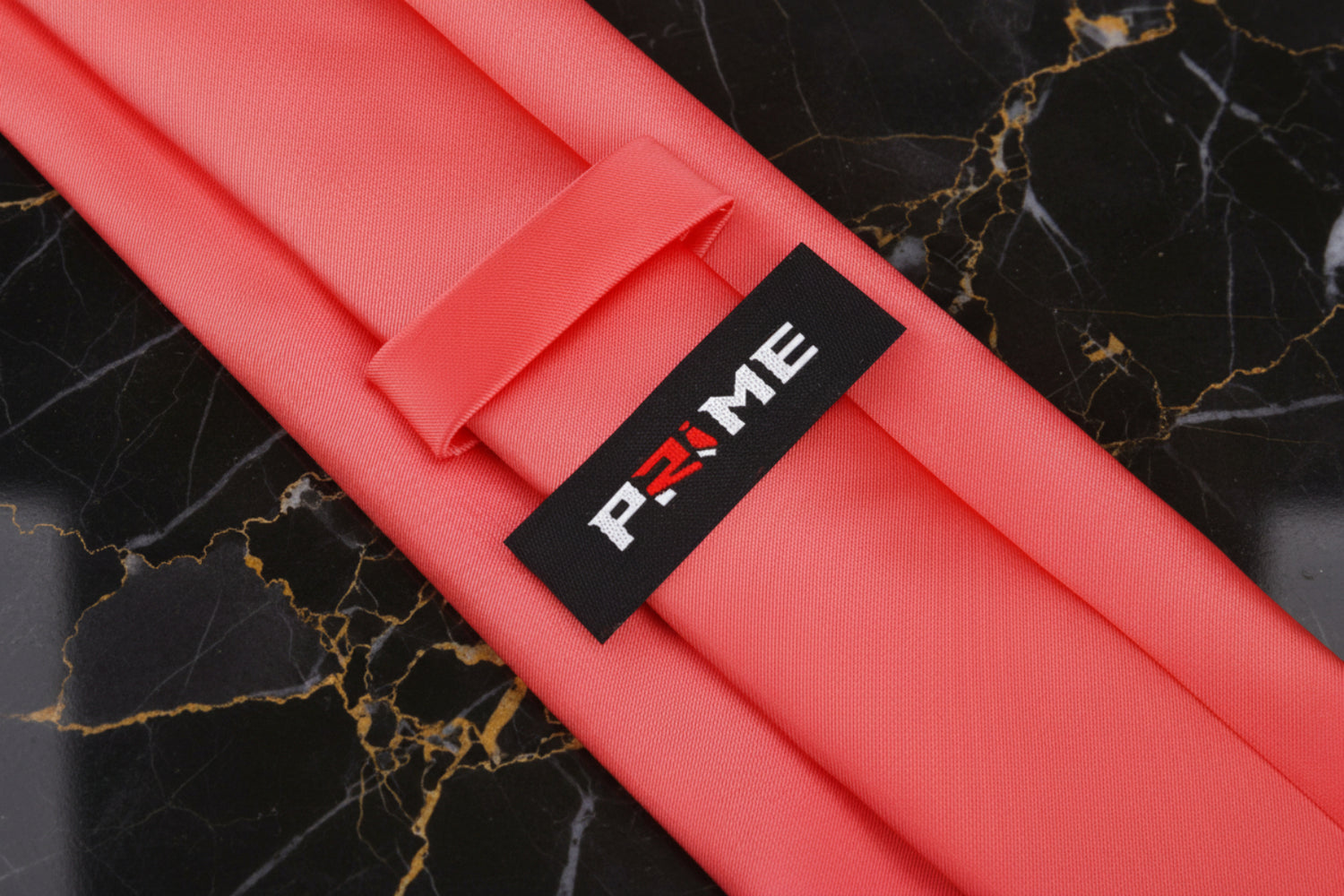 Solid Glossy Bright Coral Silk Necktie Keep