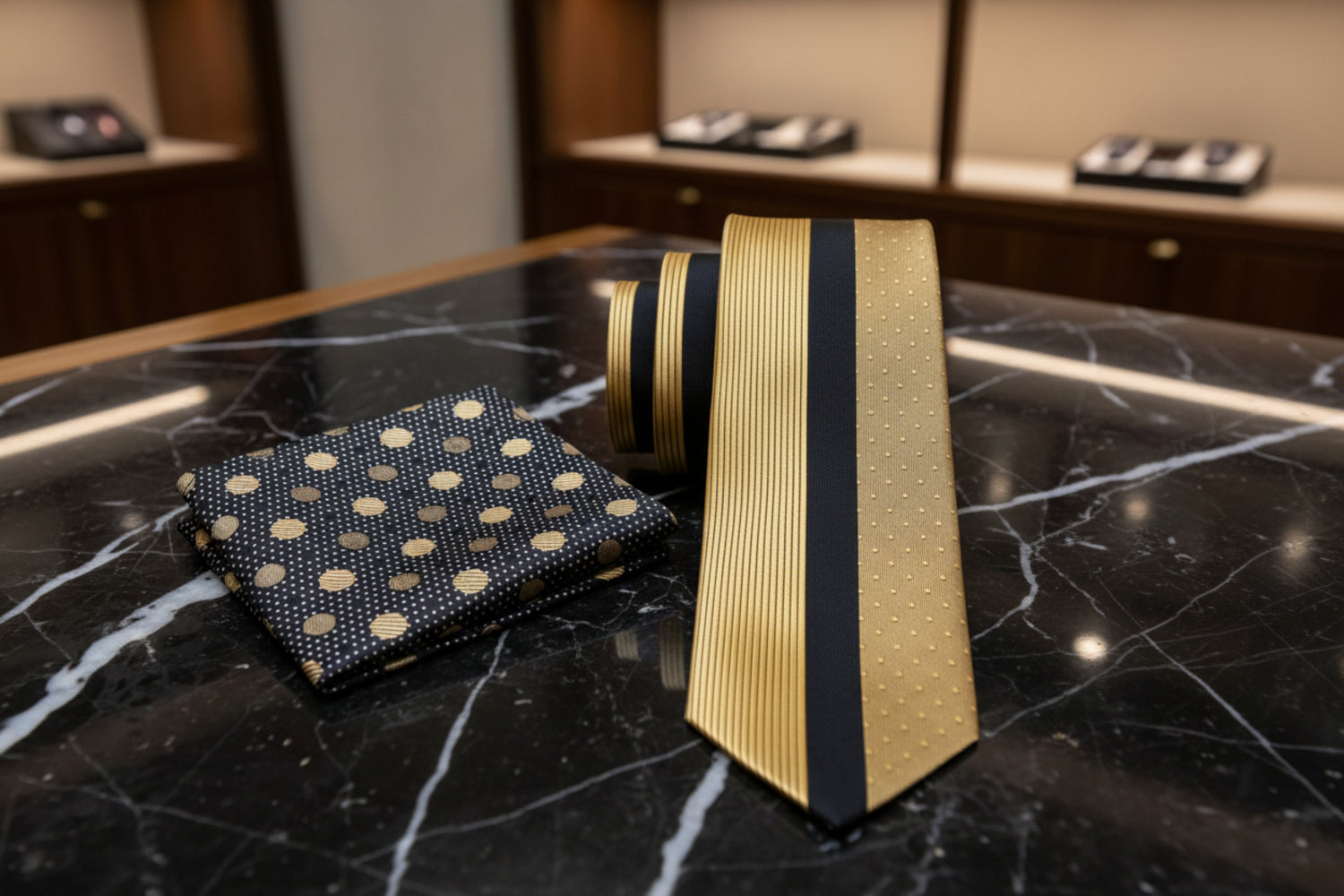 Alt View: Gold, Black Tie and Accenting Square