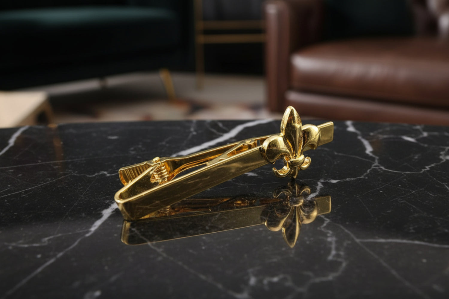 Gold Fleur De Lis Tie bar 