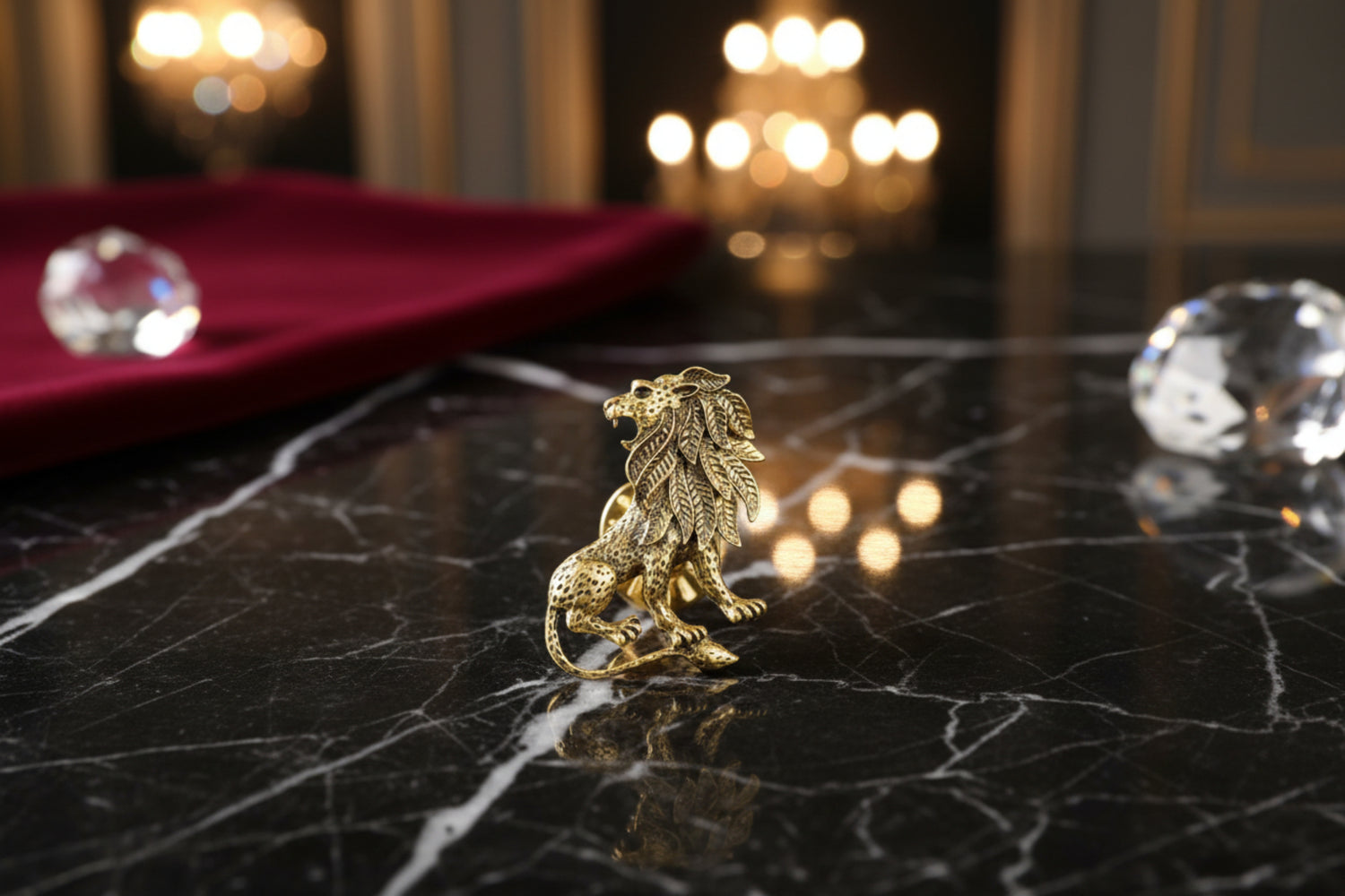 A Gold Colored Lion Shape Lapel Pin