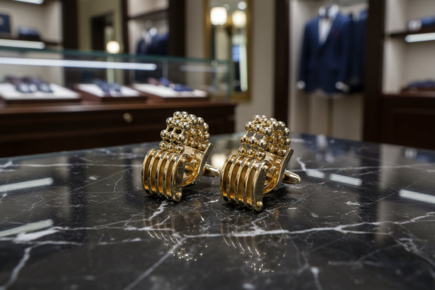 Main View: A Gold Color Circle Chain Shape Cuff-links.