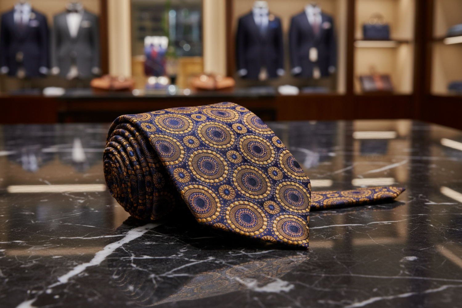 Gold and Brown Circles Tie 