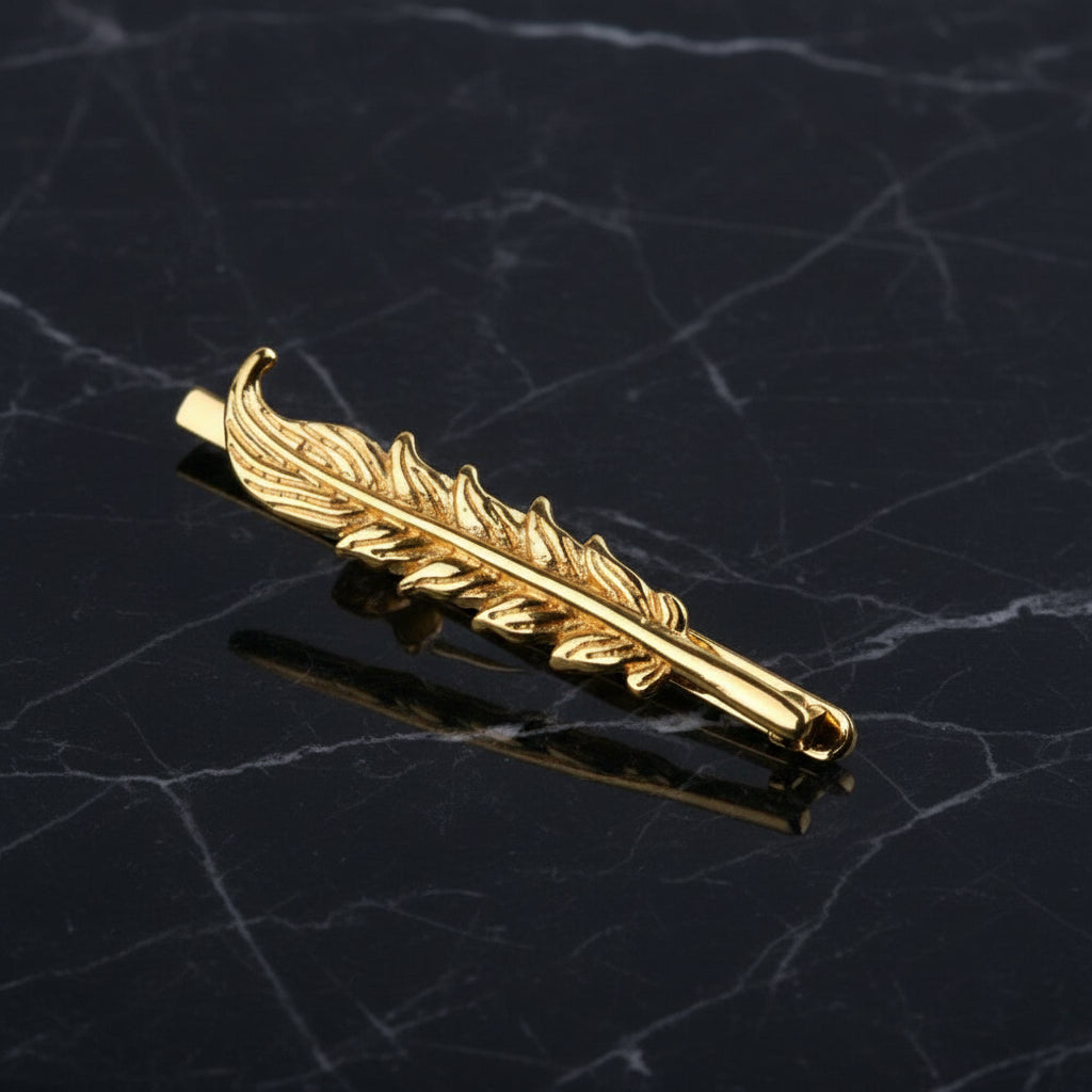 Golden Colored Leaf Tie Bar