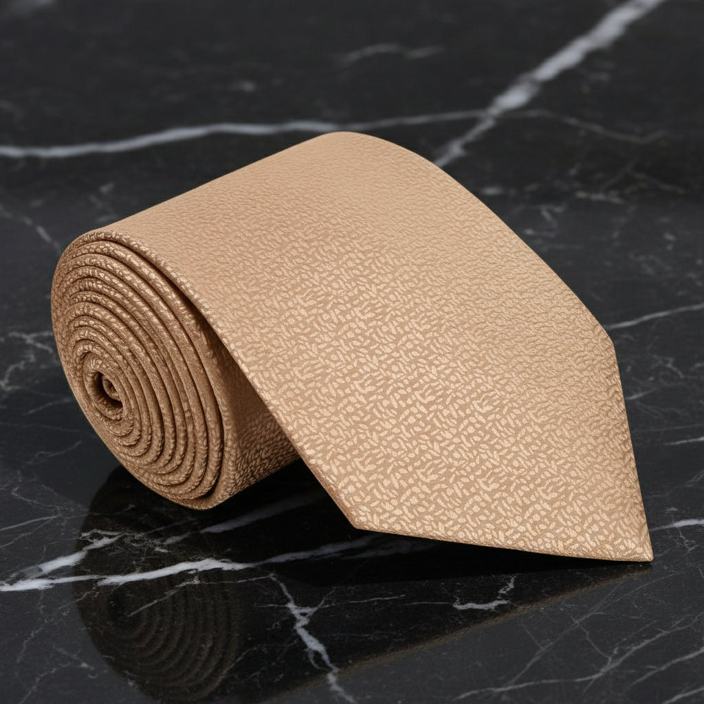 A Solid Golden Shimmer Pattern Necktie ||Gold