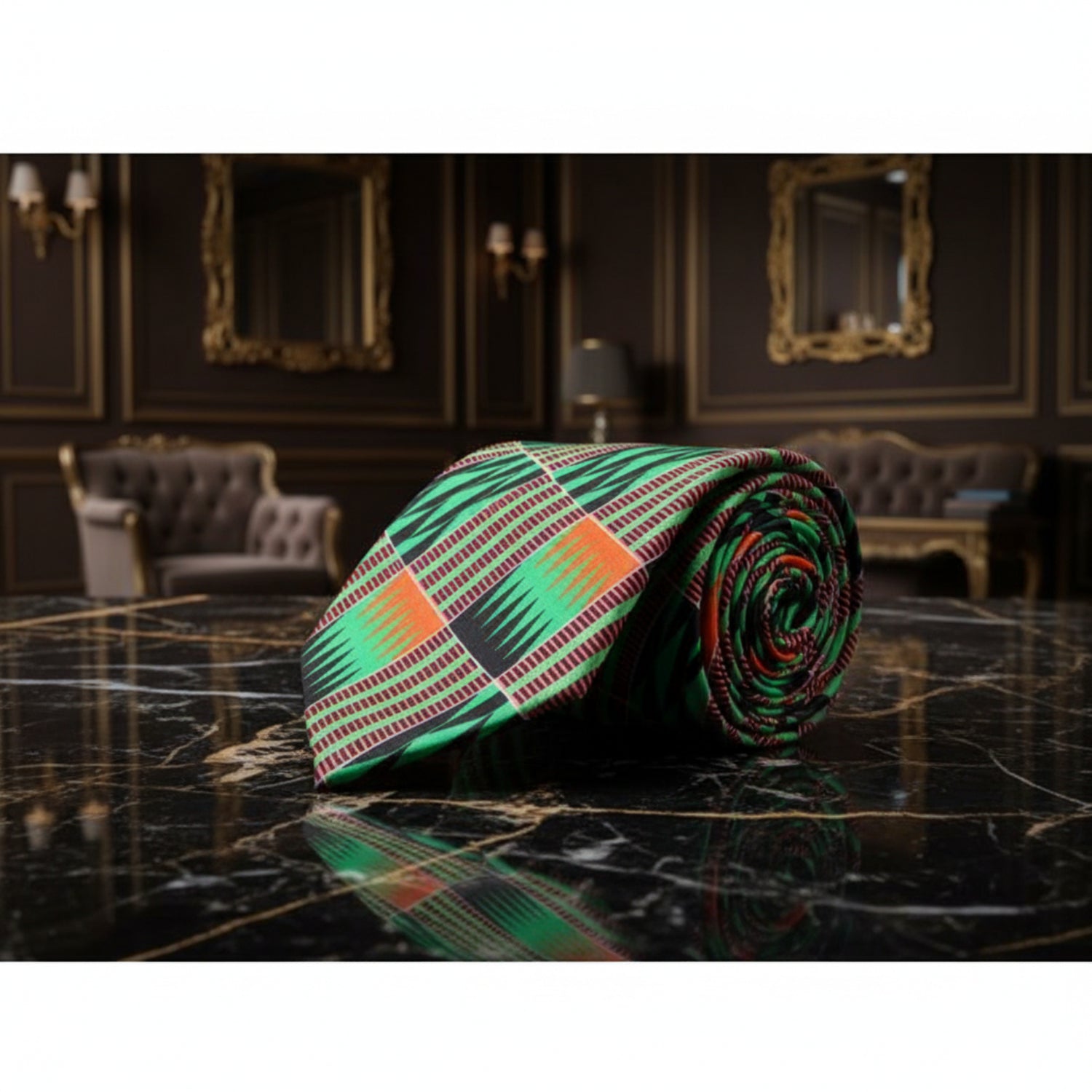 Green Abstract Necktie