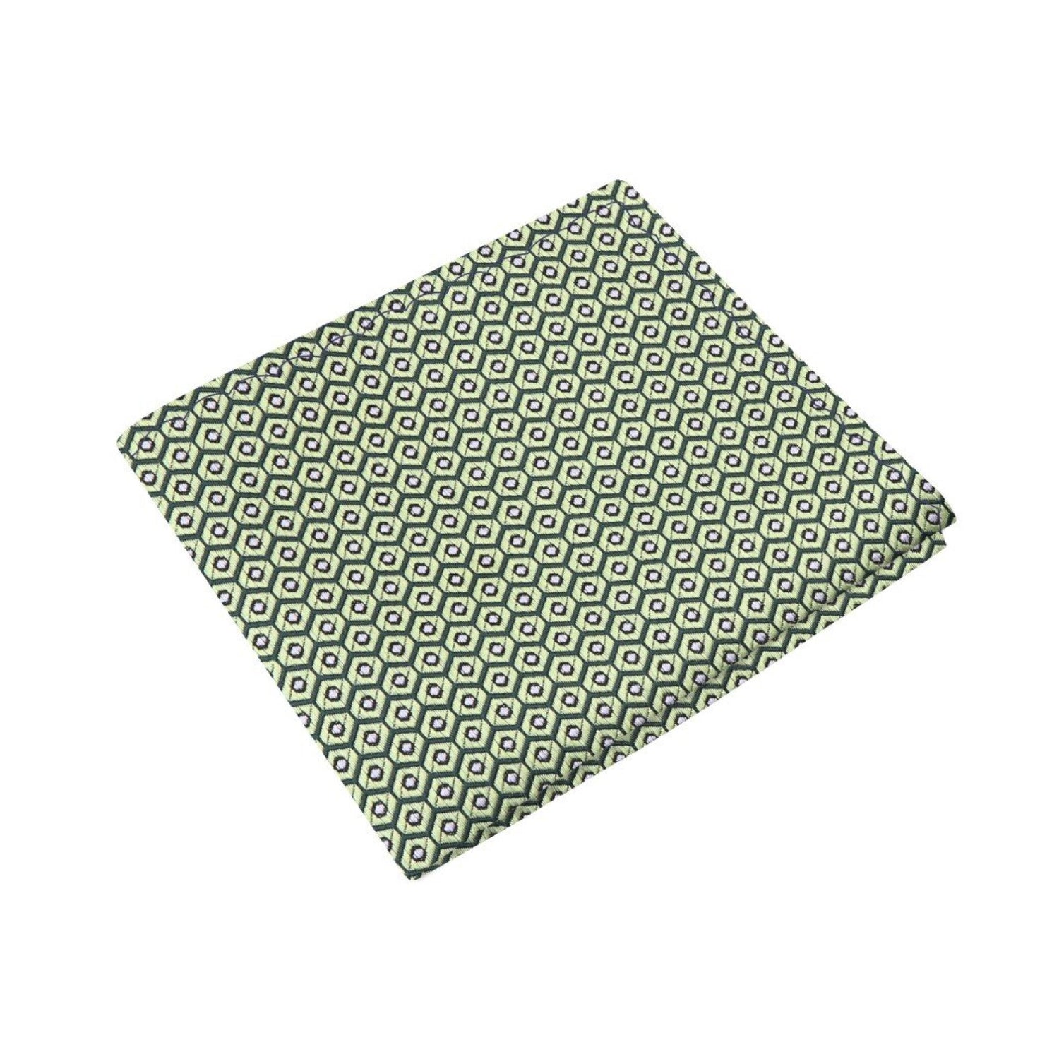 Main View: Sage, Olive, Grey Geometric Pocket Square