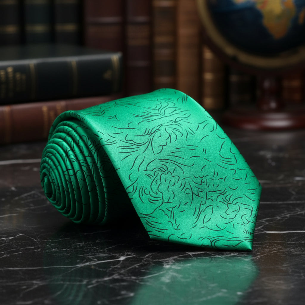 Green Black Lined Necktie