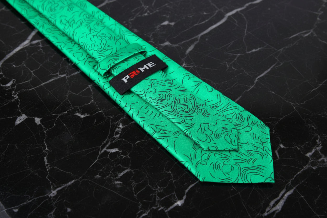 A Green, Black Lined Necktie Back