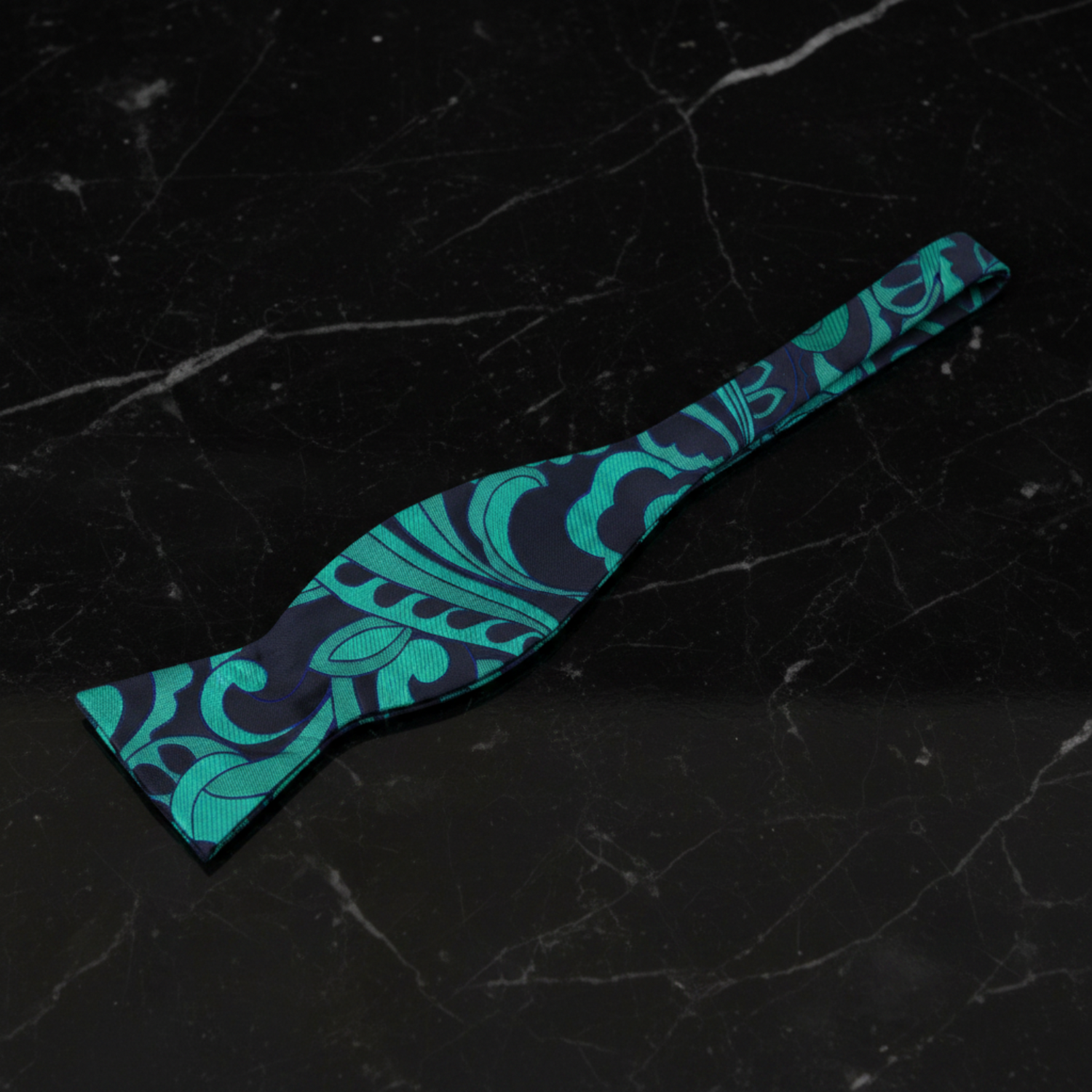 Black, Green Abstract Bow Tie Self Tie