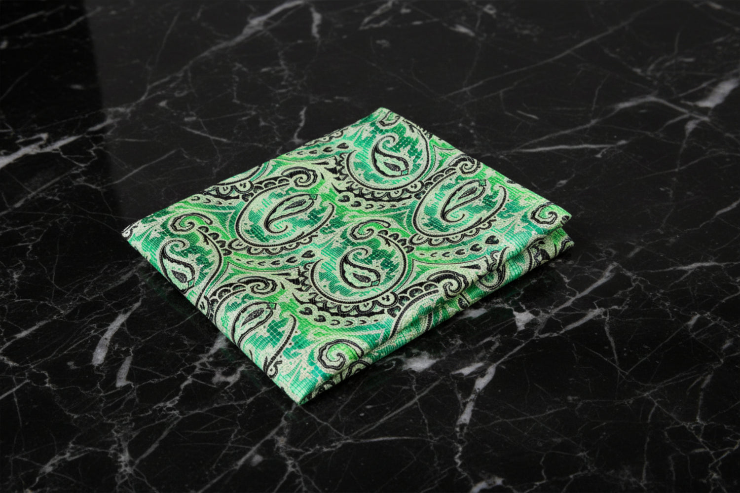 Green, Black Paisley Square