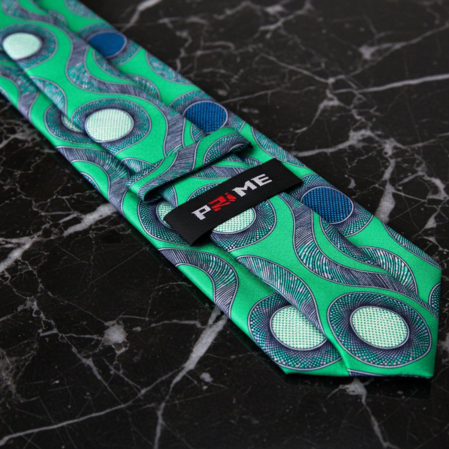 Tie Keep: Green Blue Waves and Circles Tie