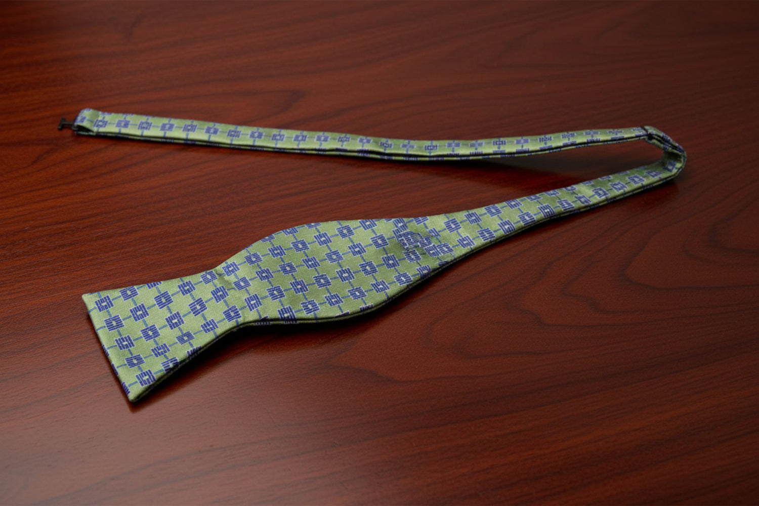  Green Blue Geometric Campbell Bow Tie Untied