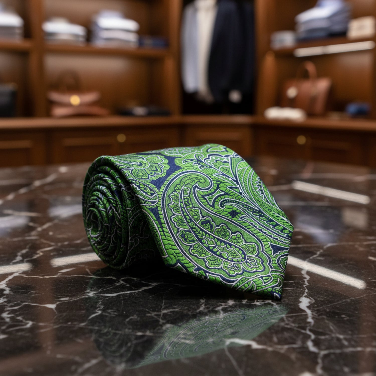 Green and Blue Paisley Tie 