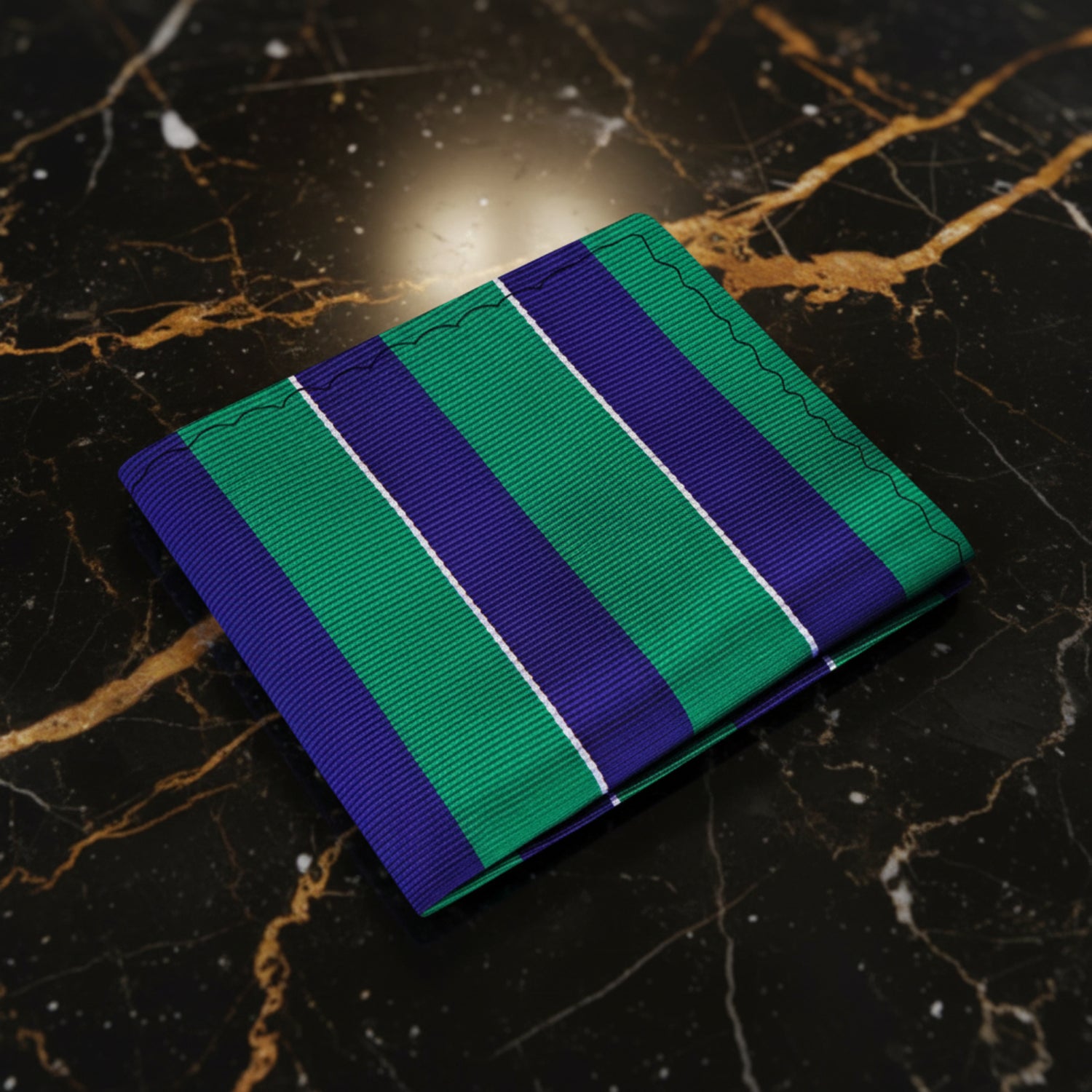 A Green, Blue Stripe Pattern Pocket Square