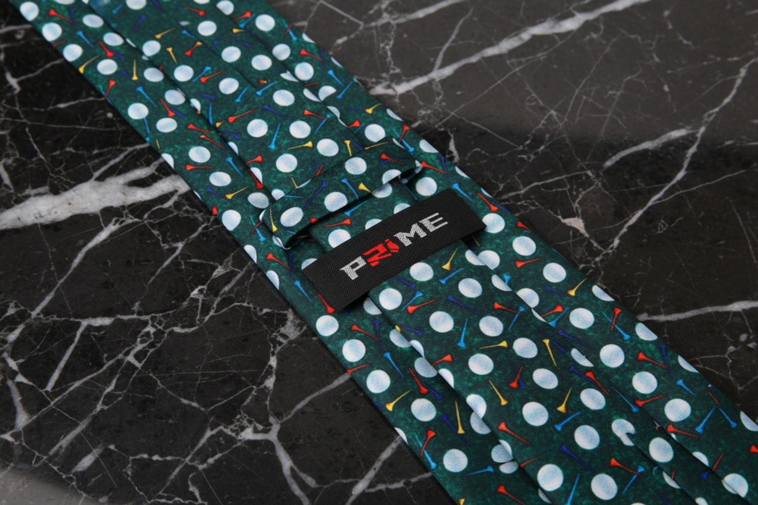 Green, White Golf Balls Necktie Keep