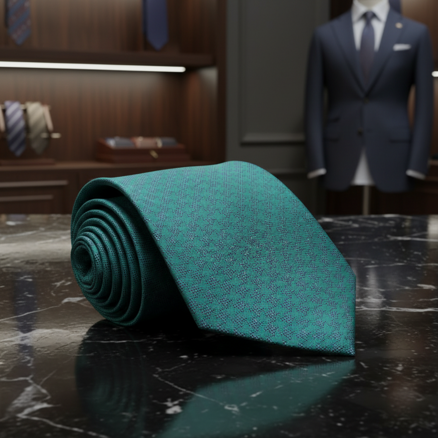 Green Hounds Tooth Tie