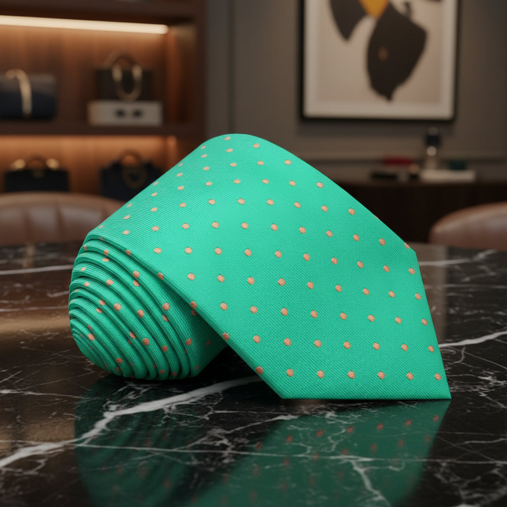 Green, Brown Polka Tie