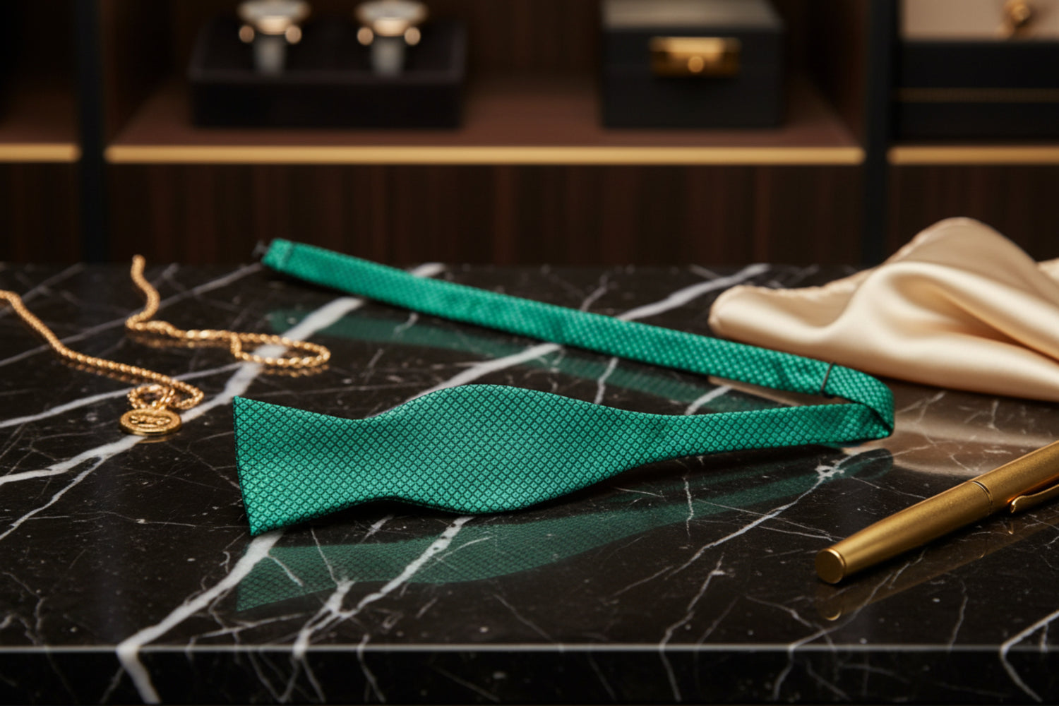Self Tie: Green Geometric Bow Tie