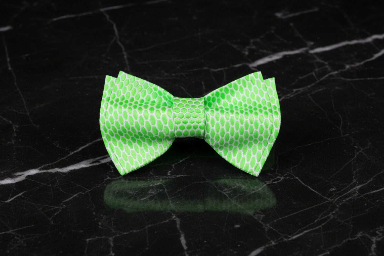 Lucky Green, White Geometric Bow Tie