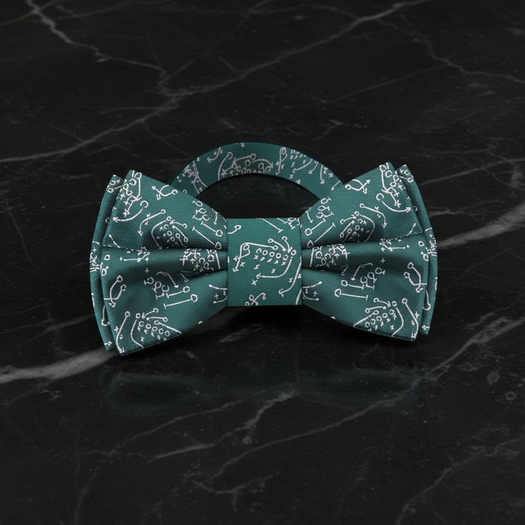 Green football plays pre tied bow tie