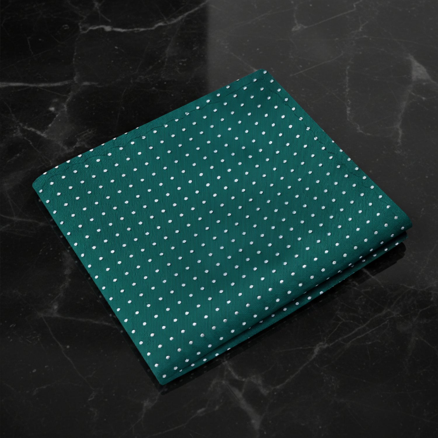 A Green with White Polka Dot Pattern Pocket Square