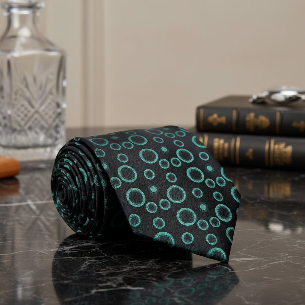 A Dark Green Polka Dot Pattern Necktie 