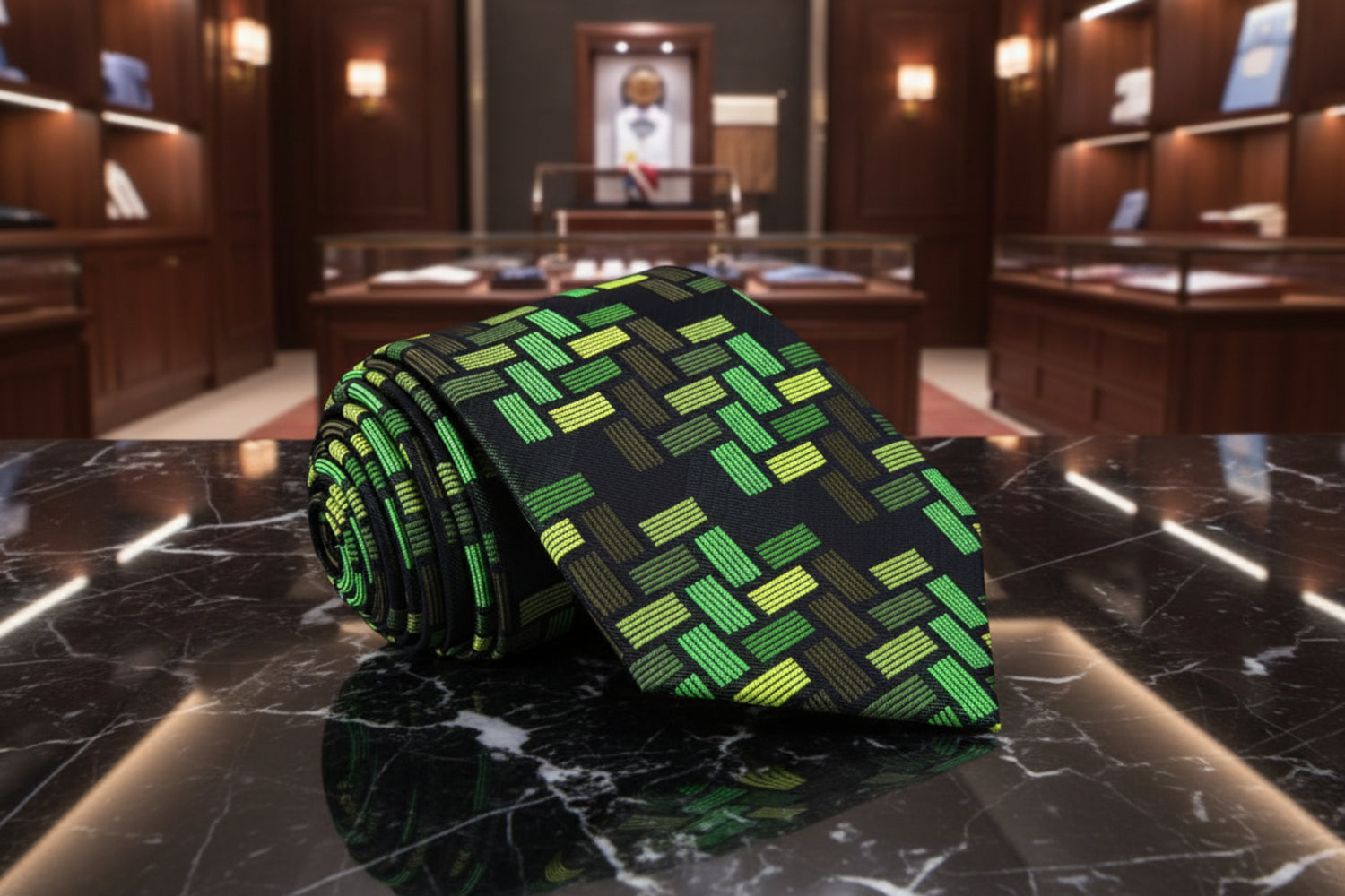 Shades of Green Blocks Tie  