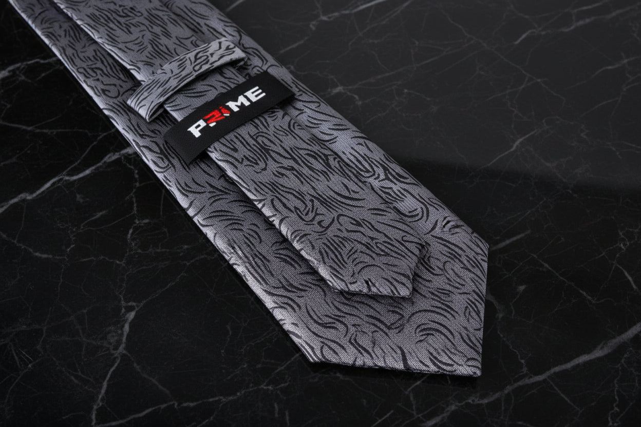 Grey, Black Abstract Lines Tie Keep