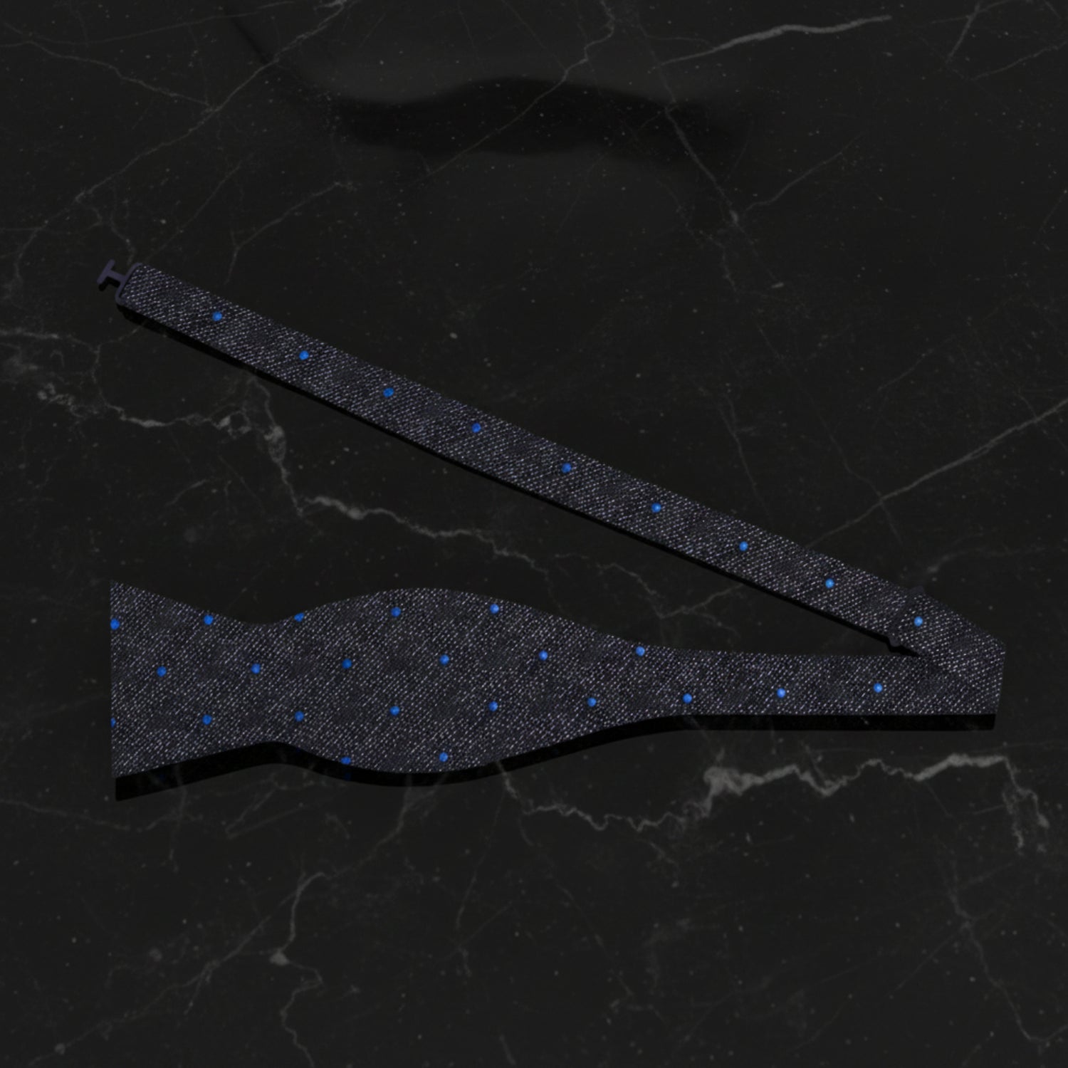 Self Tie: Grey, Black, Blue Abstract with Dots Bow Tie