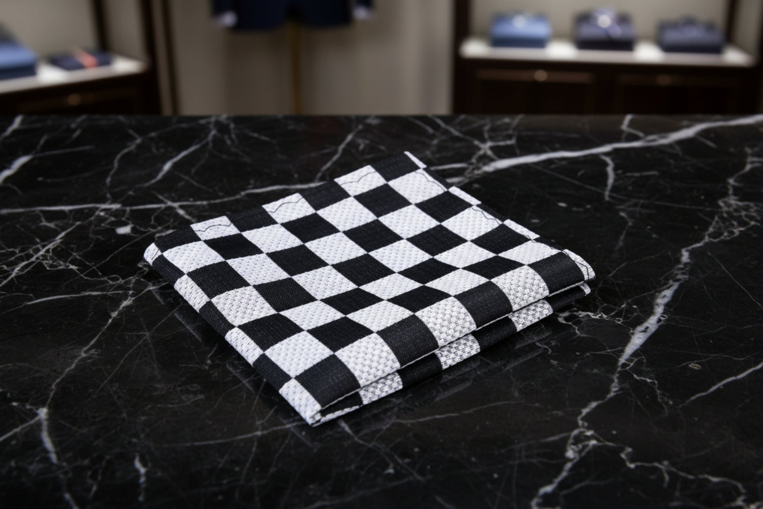 A Silver, Black Geometric Squares Pattern Pocket Square