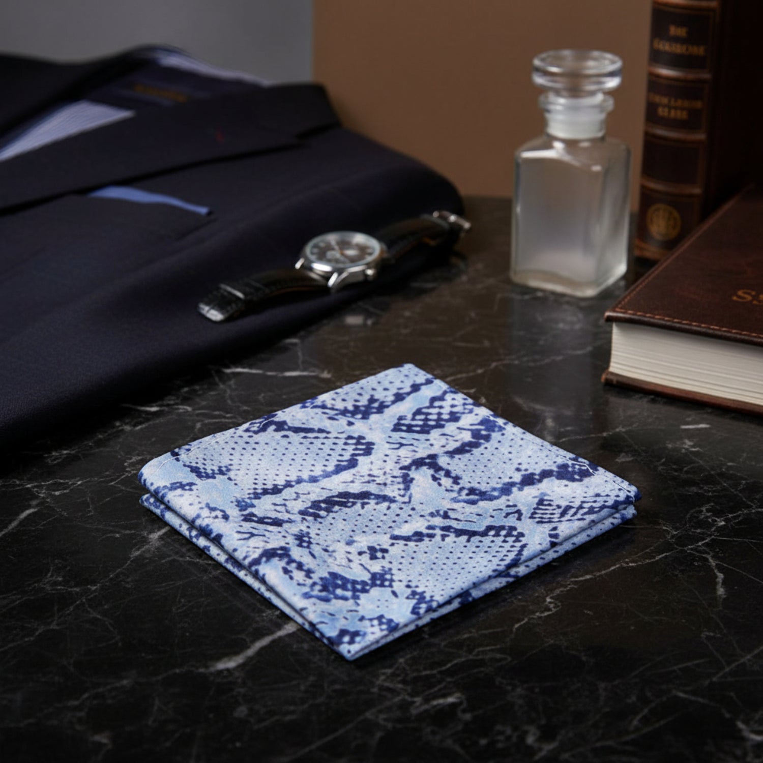 Grey, Black Snakeskin Abstract Pocket Square