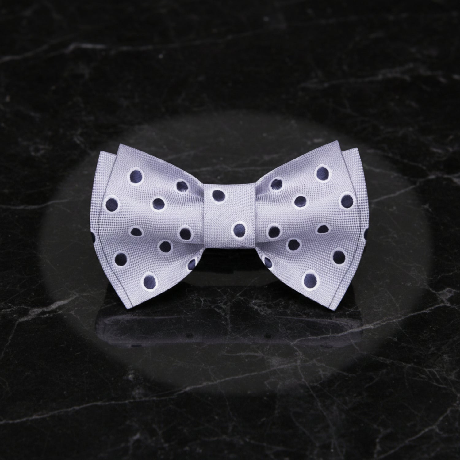 Grey Blue Polka Bow Tie