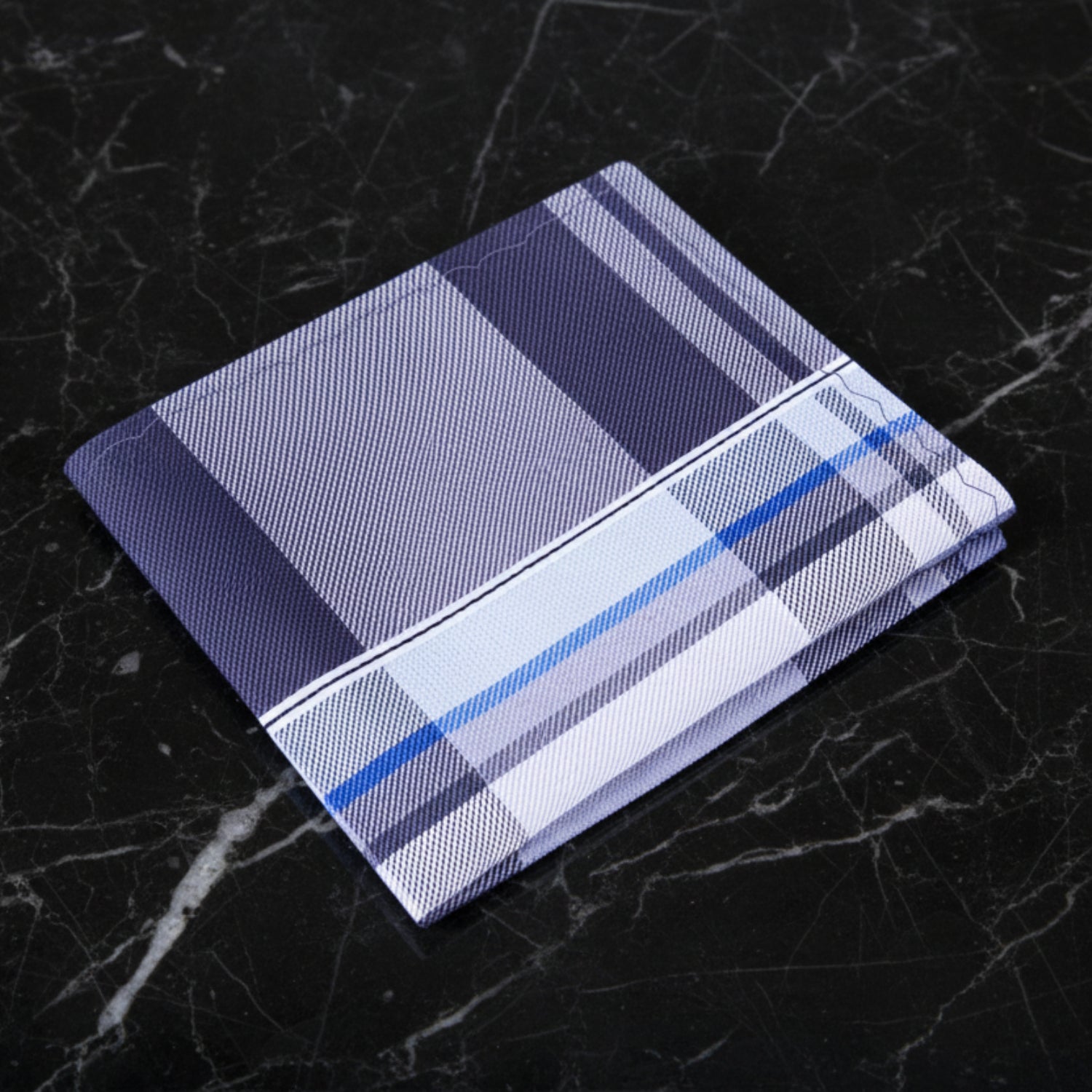 Grey and Blue Kodiak Plaid Pocket Square