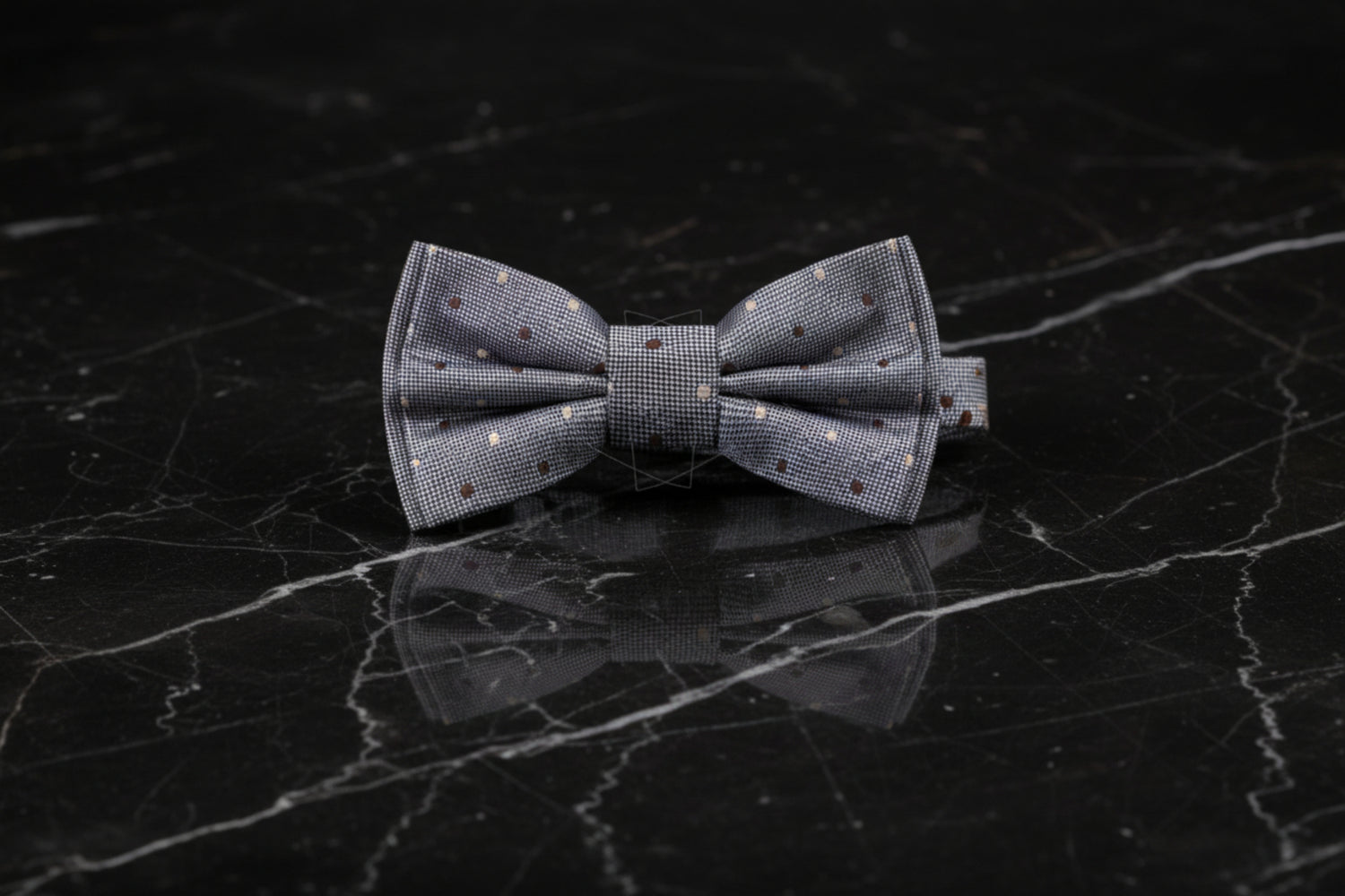 Grey, Brown, Gold Polka Bow Tie  