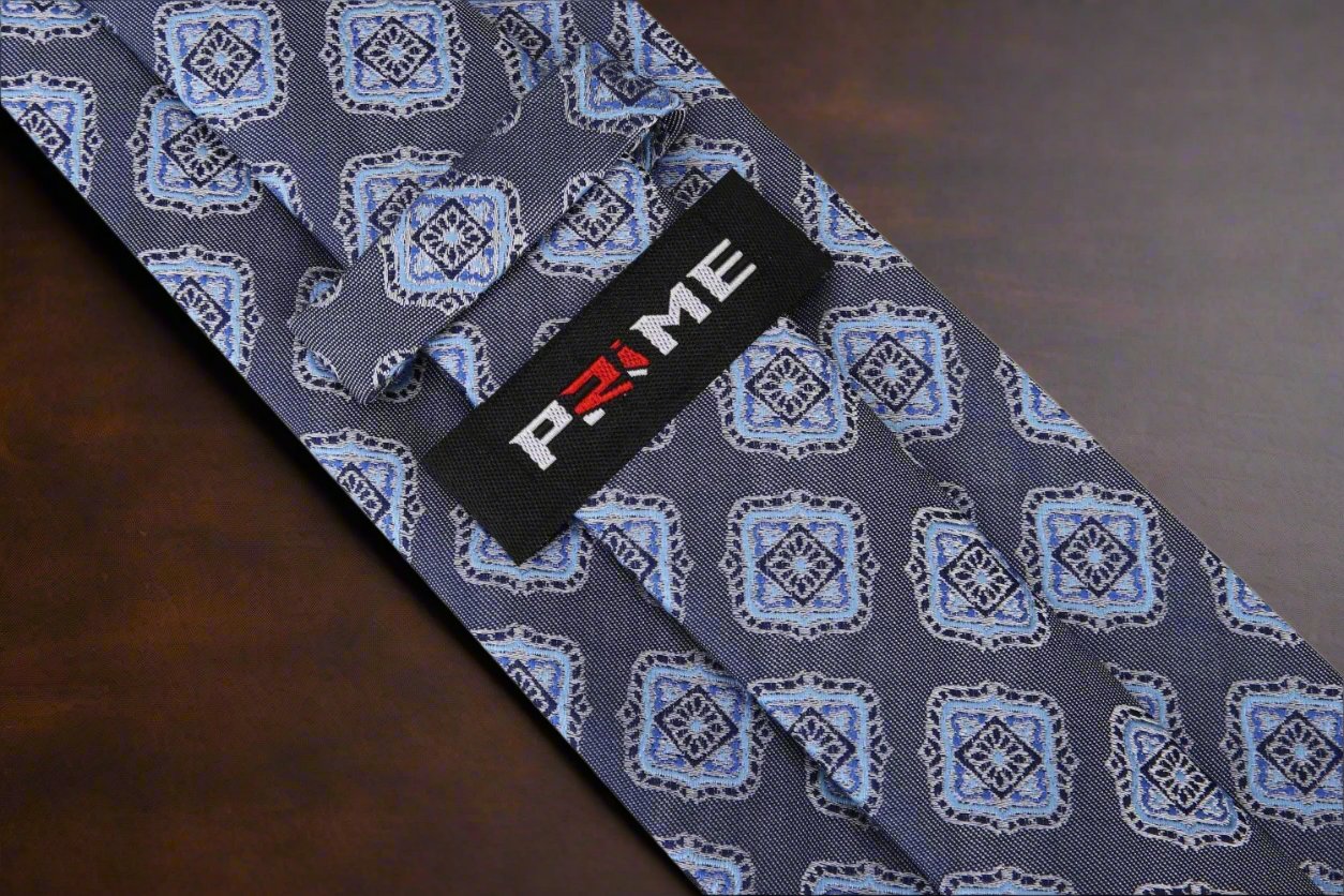 Tie Keep: Grey and Light Blue Geometric Tie