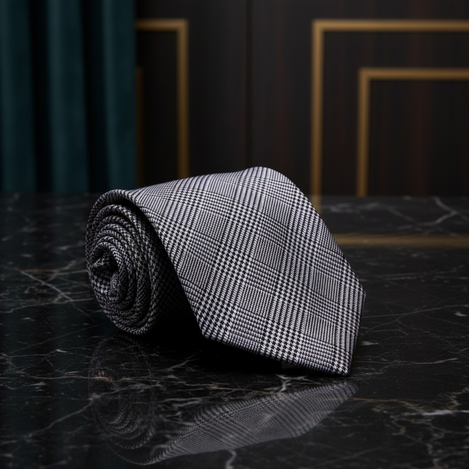 Grey and Black Geometric Tie