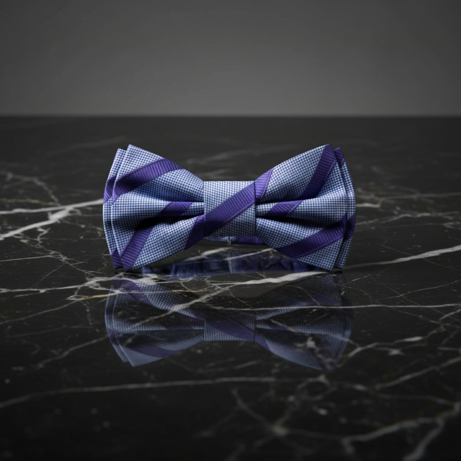 Purple, Steel Stripe Bow Tie