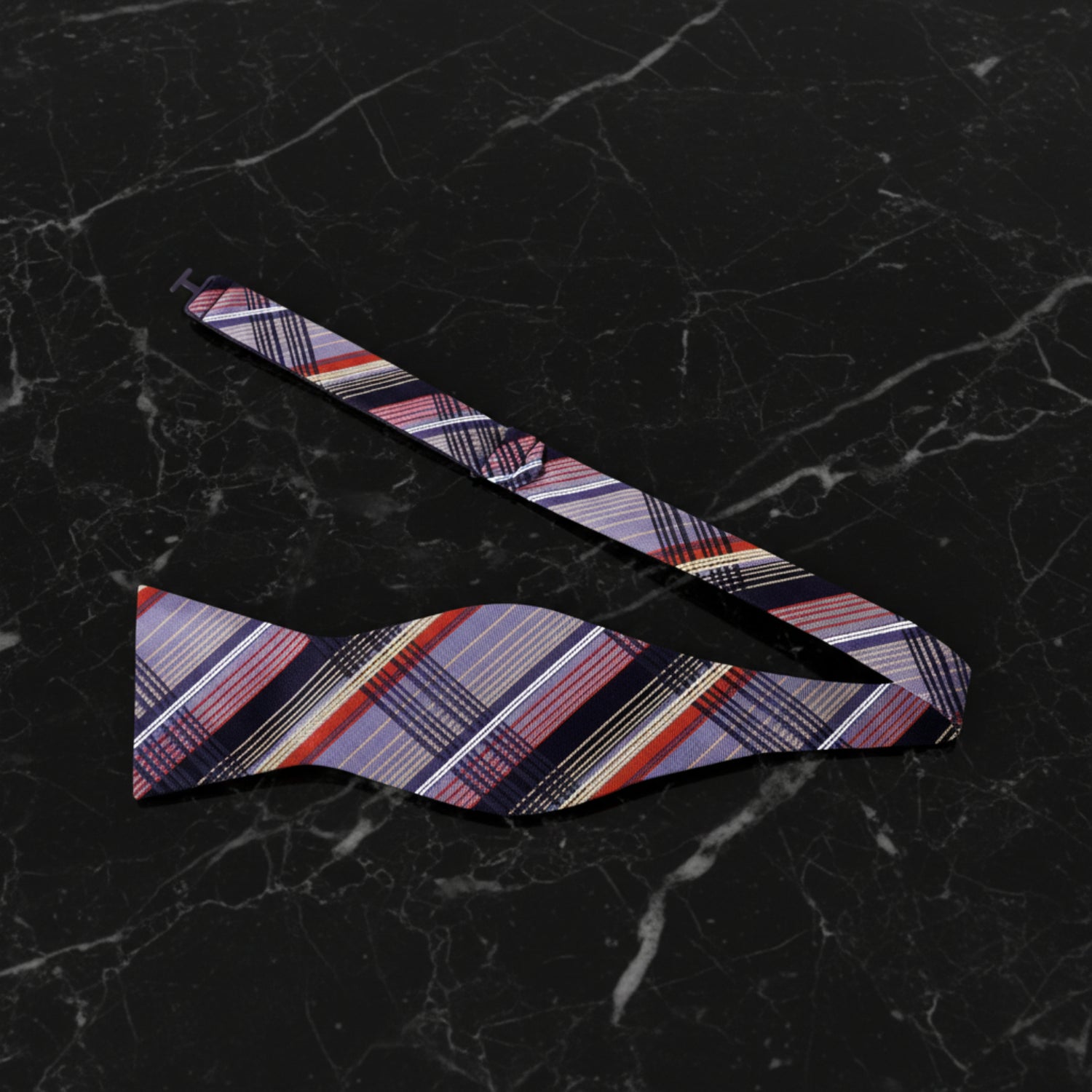 Untied: Grey Red Plaid Bow tie  