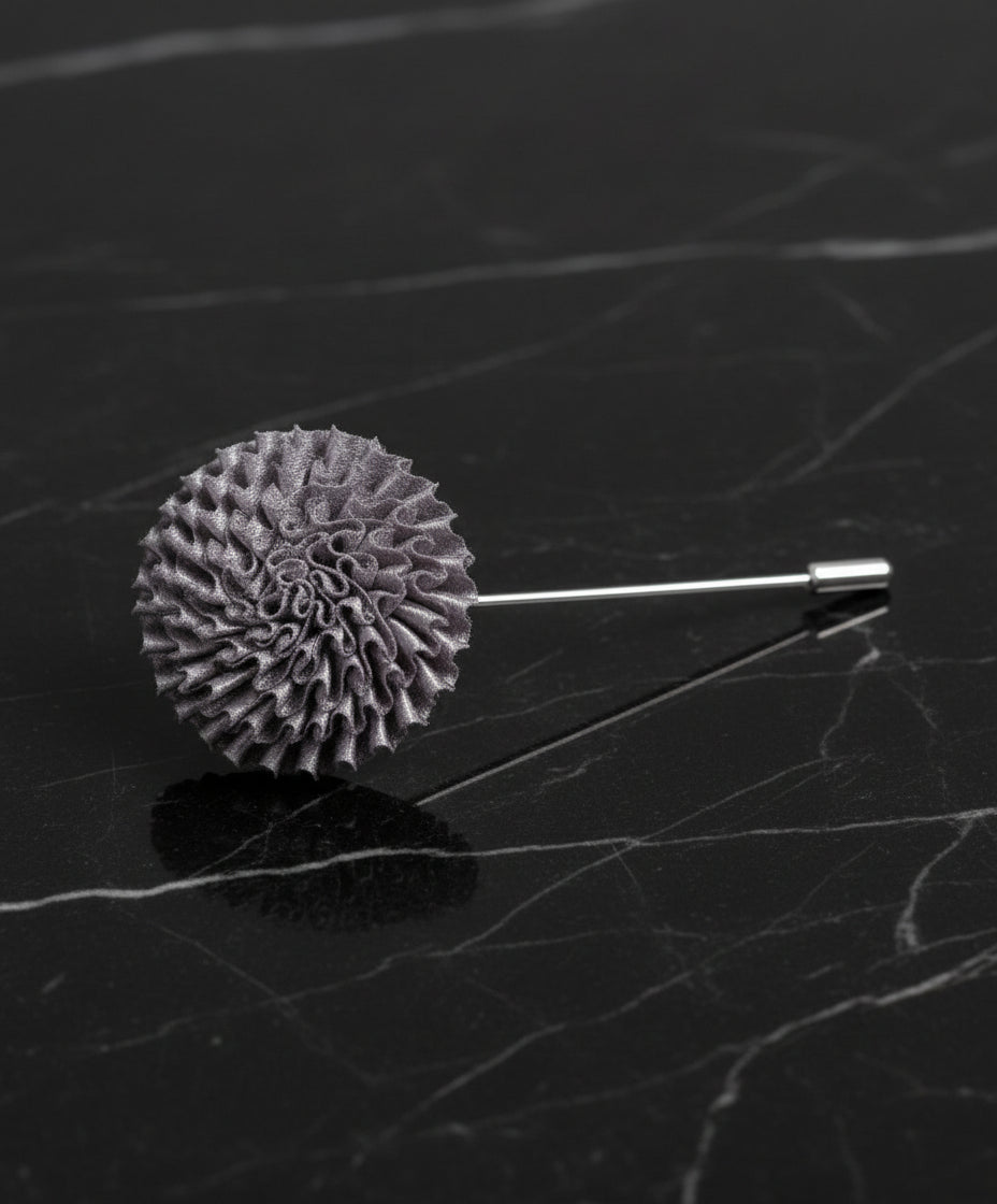 A Solid Black Intricate Fancy Burst Lapel Pin||Black