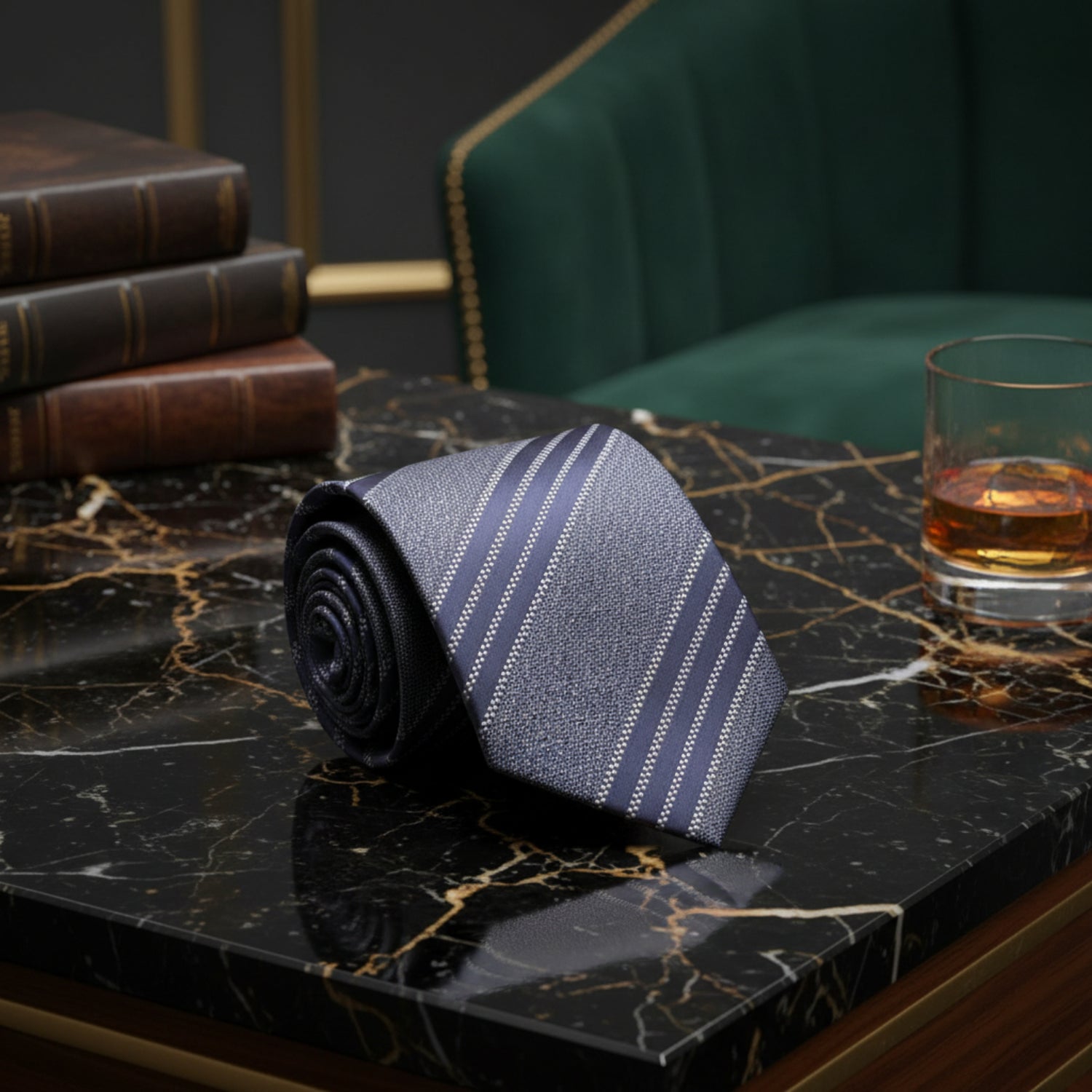 Grey, Black Stripe Tie