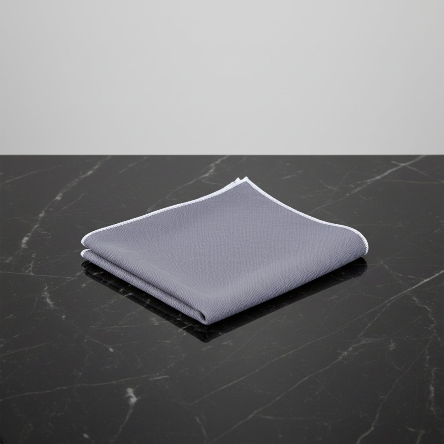 Grey with White Edges Pocket Square