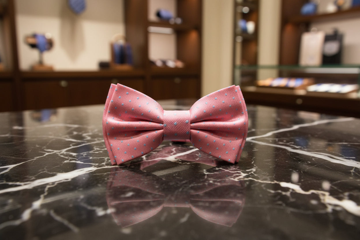 Gumball Pink, Rich Light Blue Polka Dots Bow Tie 