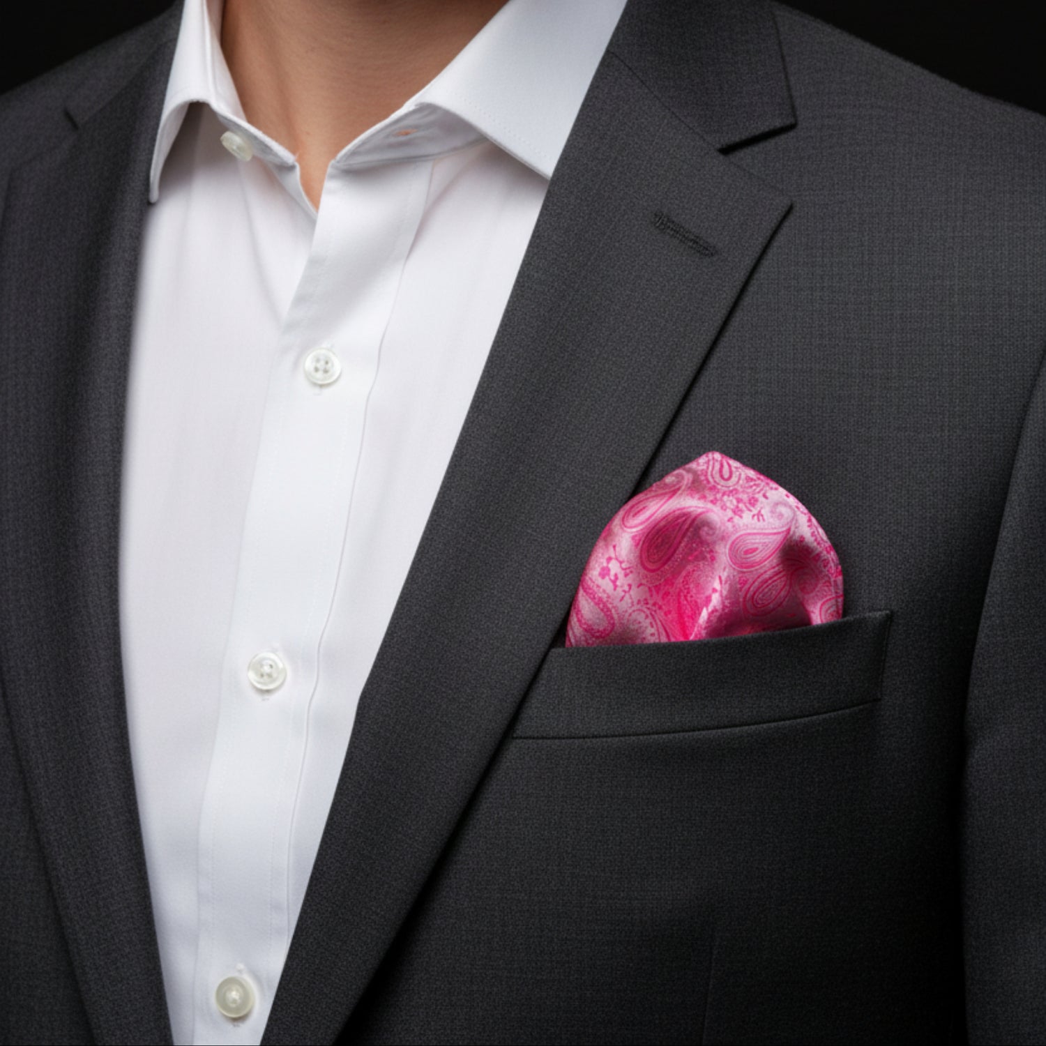 A Pink Paisley Pattern Pocket Square
