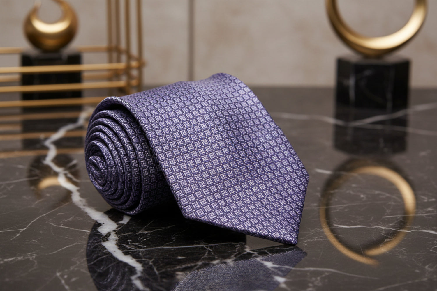 Gun Metal Grey Geometric Tie 