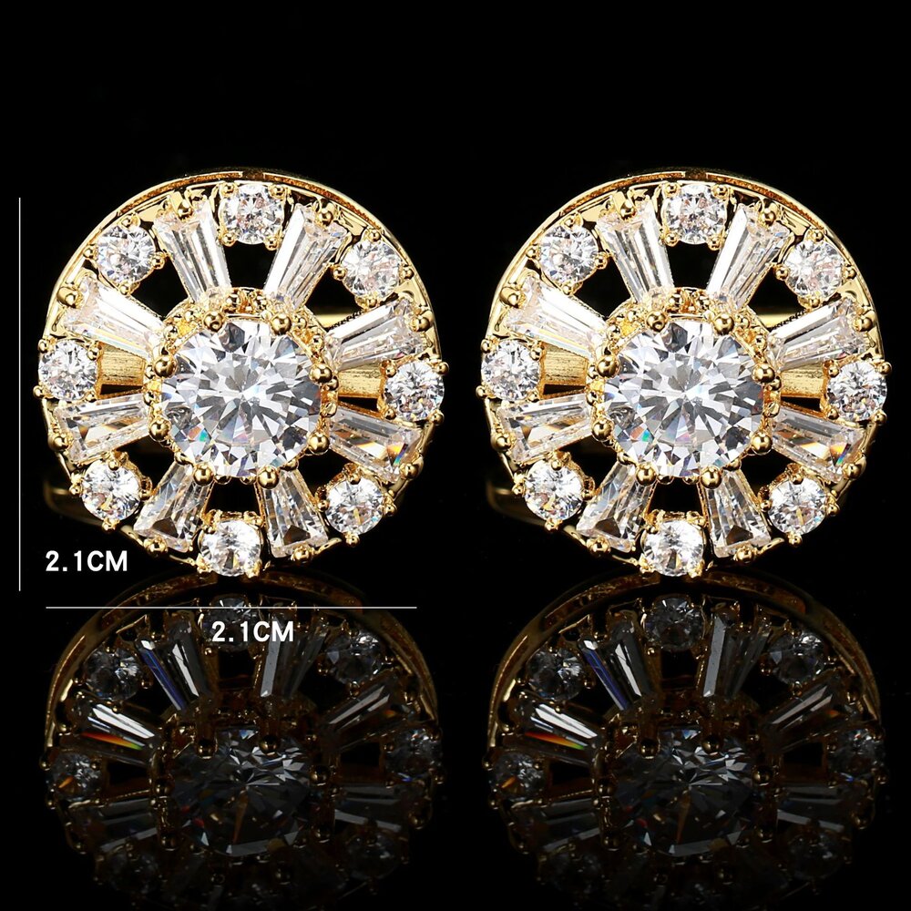 Gold Circle with Clear Stone Cuffs||Gold Circle with Clear Stone