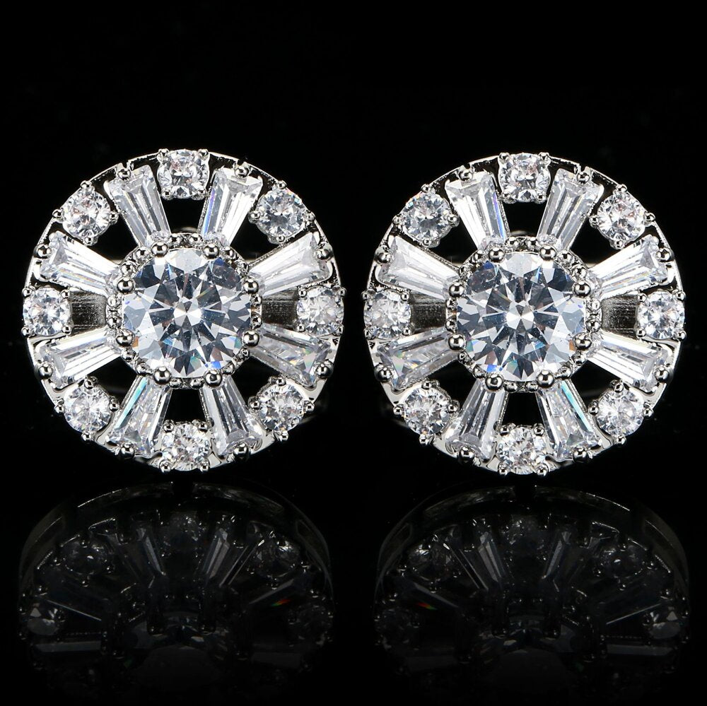 Chrome Circle with Clear Stone Cuffs||Chrome Circle with Clear Stone