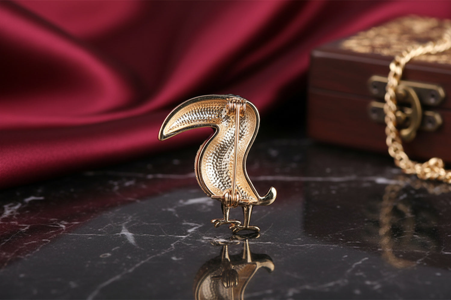 The Back View of the Toucan Lapel Pin showing clip 