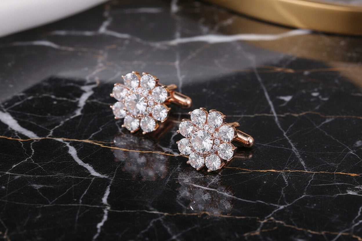 Gold clear stone cufflinks