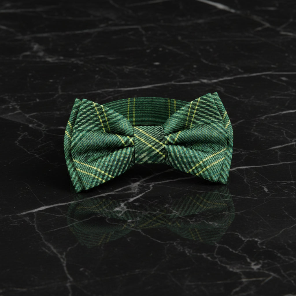 Pre-Tied: Green, Yellow Plaid Bow Tie