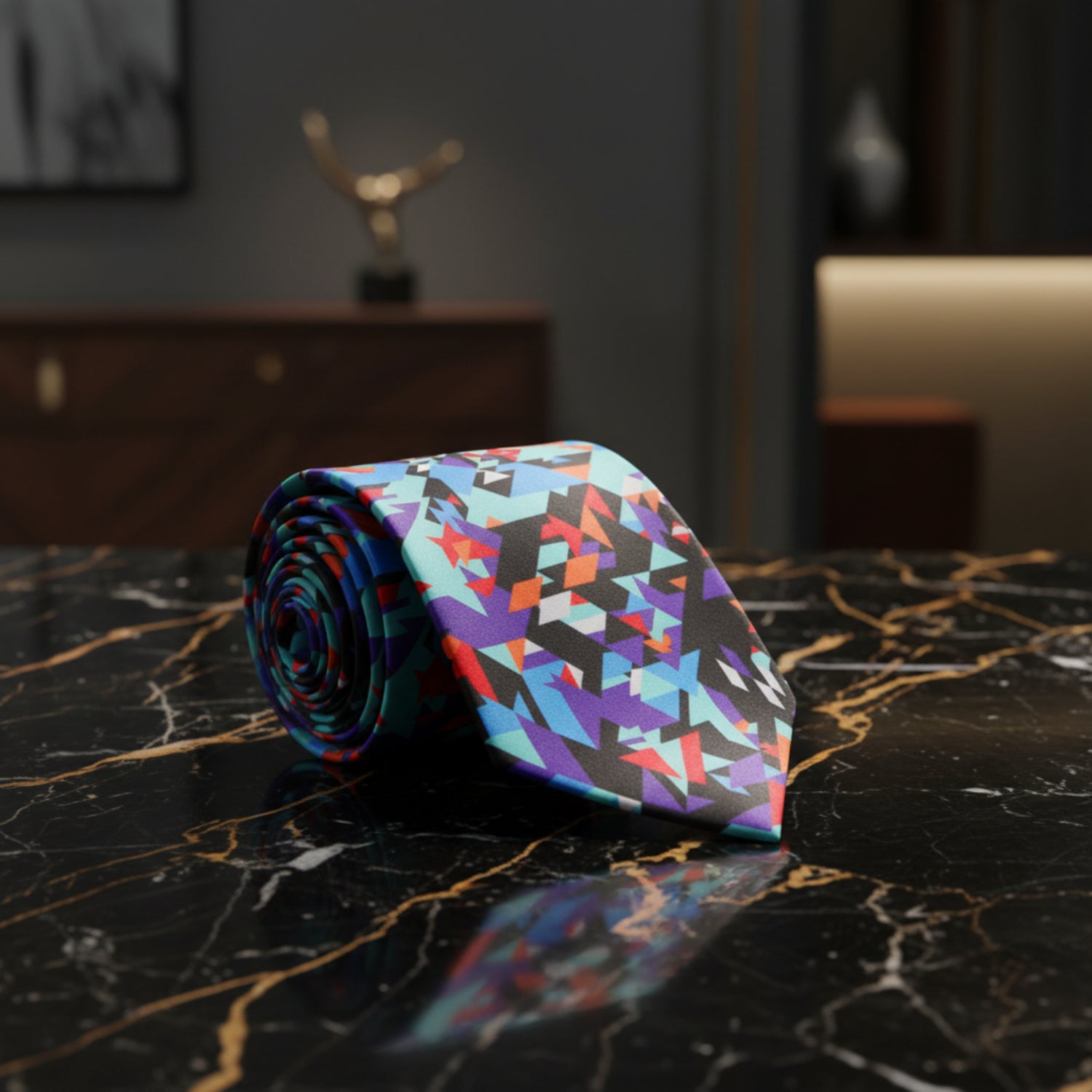 Multi Color Abstract Shapes Tie  